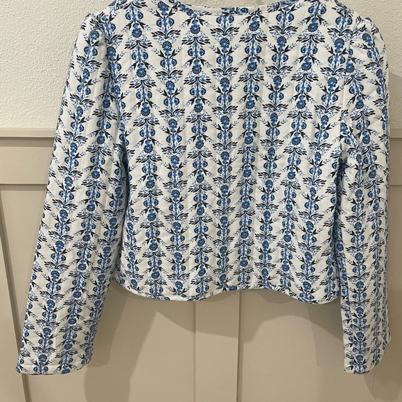 NWT Caroline Constas Bow Floral Parchwork Linen Jacket Blue/White Size Small - Picture 11 of 11